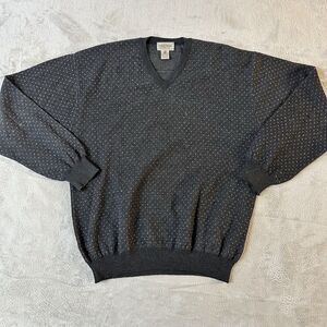 Vintage Tricots St Raphael‎ Wool Sweater Adult Size Large V Neck Grey